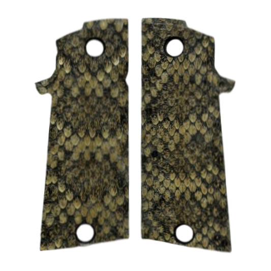 RIA - 1911 Double Stack FS HC Grips - w/MagWell - Genuine Rattle Snake Skin (#1)