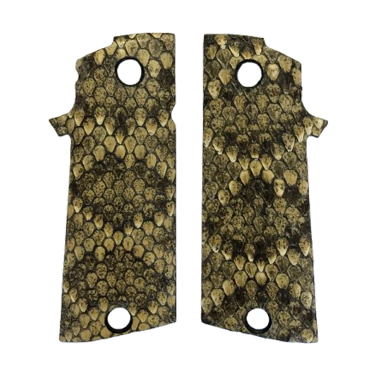 RIA - 1911 Double Stack FS HC Grips - w/MagWell - Genuine Rattle Snake Skin (#2)