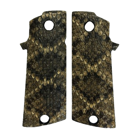 RIA - 1911 Double Stack FS HC Grips - w/MagWell - Genuine Rattle Snake Skin (#2)