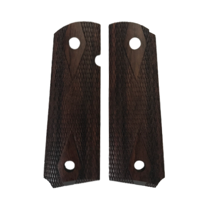 1911 Full size grips - Dymalux Rosewood - Beveled Bottom - small checkering