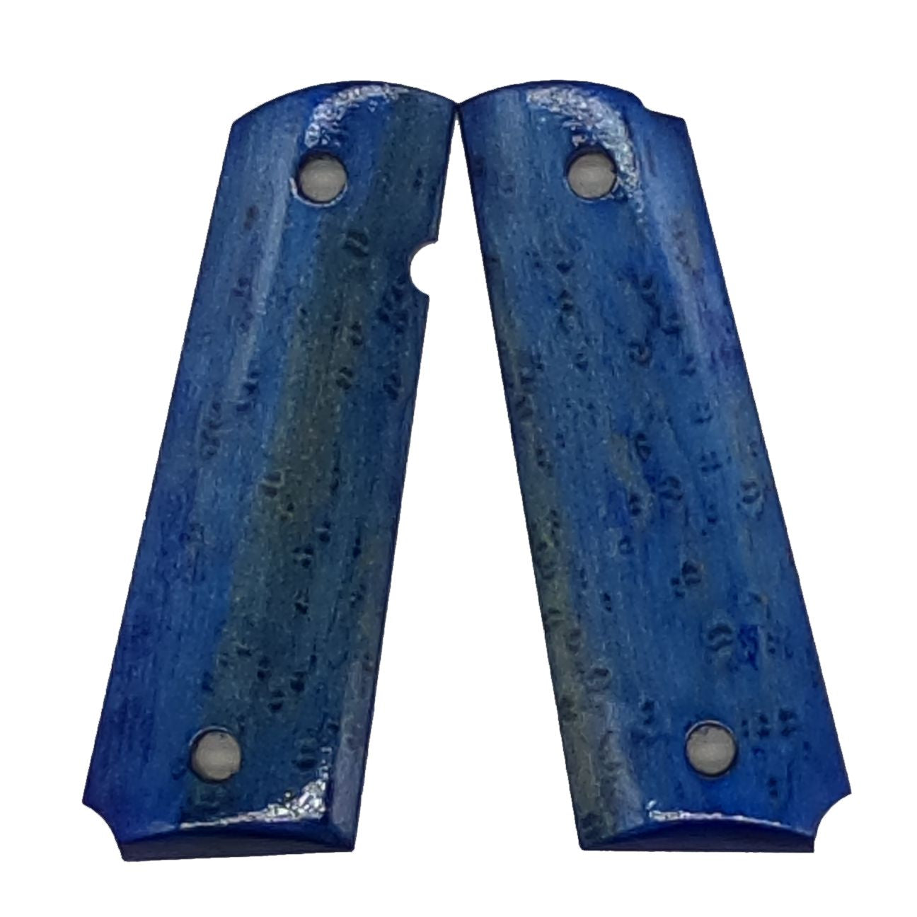 1911 Full size grips - Birds Eye Maple, Blue - Beveled Bottom