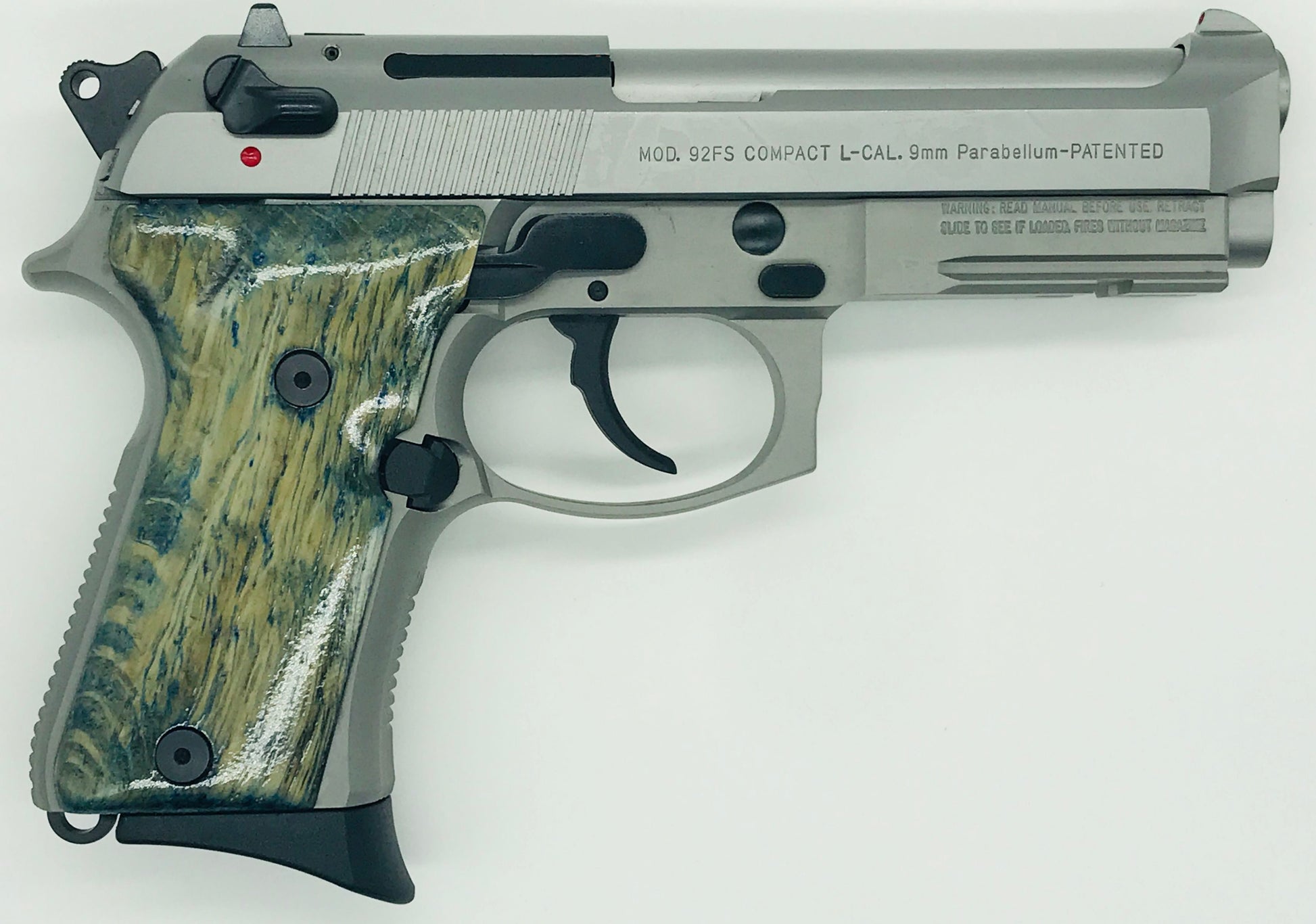 Beretta 92 FS Compact Size Grips - Figured Oak QS, Blue – Browne Works